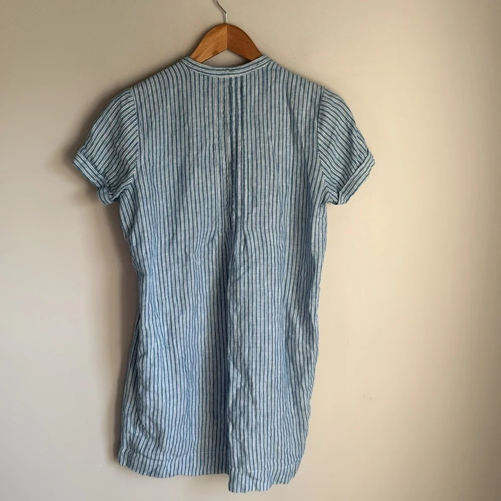 Faherty Gemina Blue Striped Linen Mini Dress XS